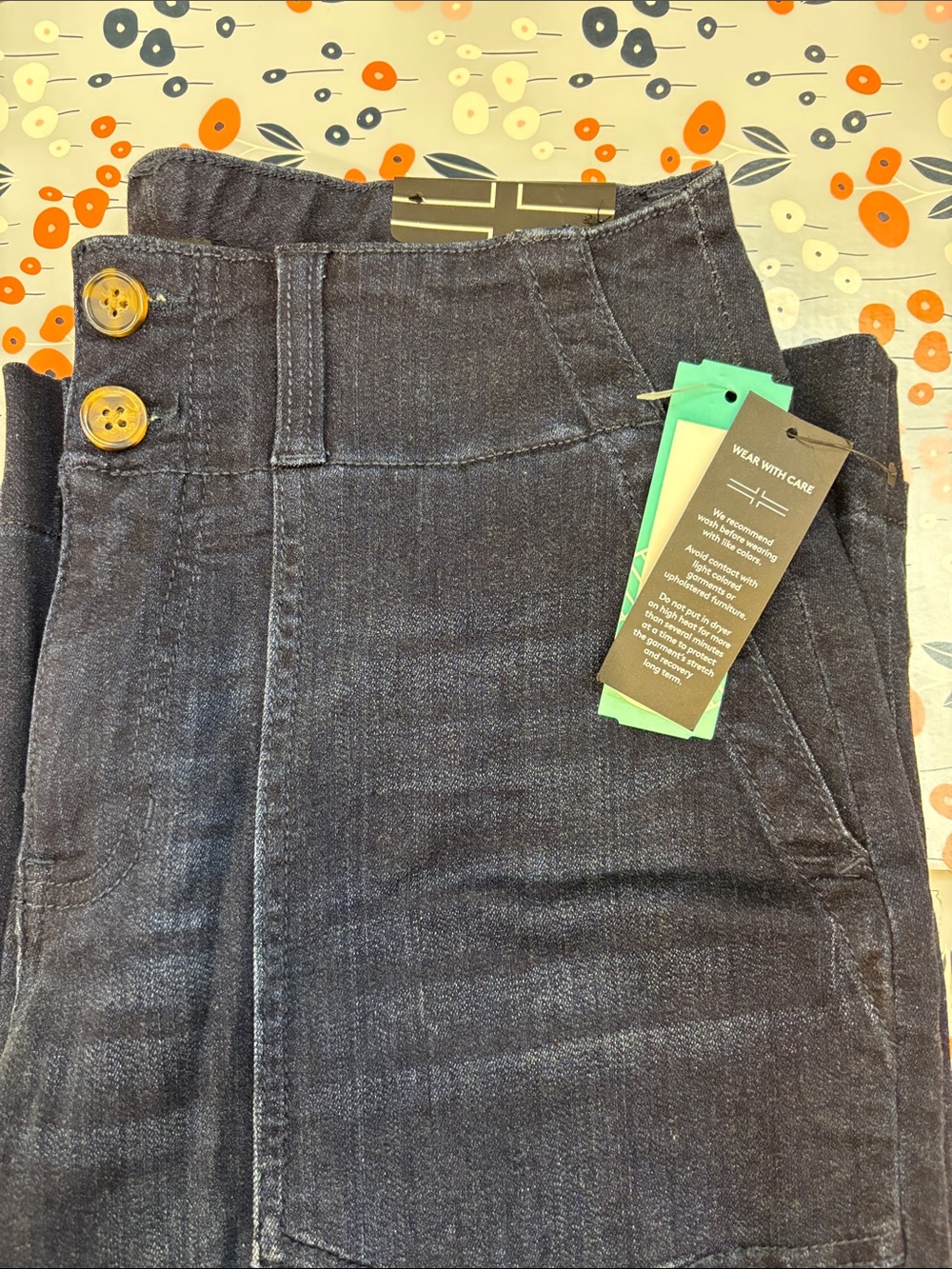 Liverpool Jeans Company Dark Indigo Wide-Leg Jeans with Button Waist